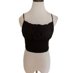 PacSun LA Hearts Women Smocked Bodice Cami Top Size M Black Milkmaid Cottagecore